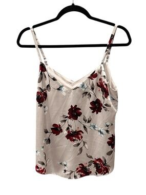 White House Black Market Cream Floral Satin Cami